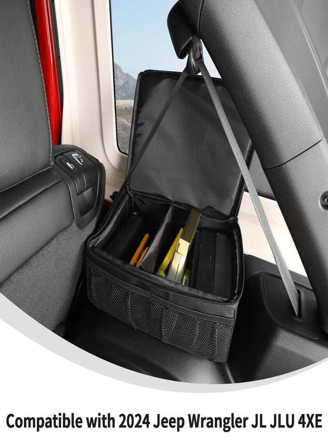 Linskip for 2024-2025 Jeep Wrangler Storage Trunk Organizer, Wheel Well Storage Bag Compatible with 2024 2025 Jeep Wrangler JL, Bolted Straps-Grid Organizer-Mesh Cargo Net-Multi Compartment - Image 3
